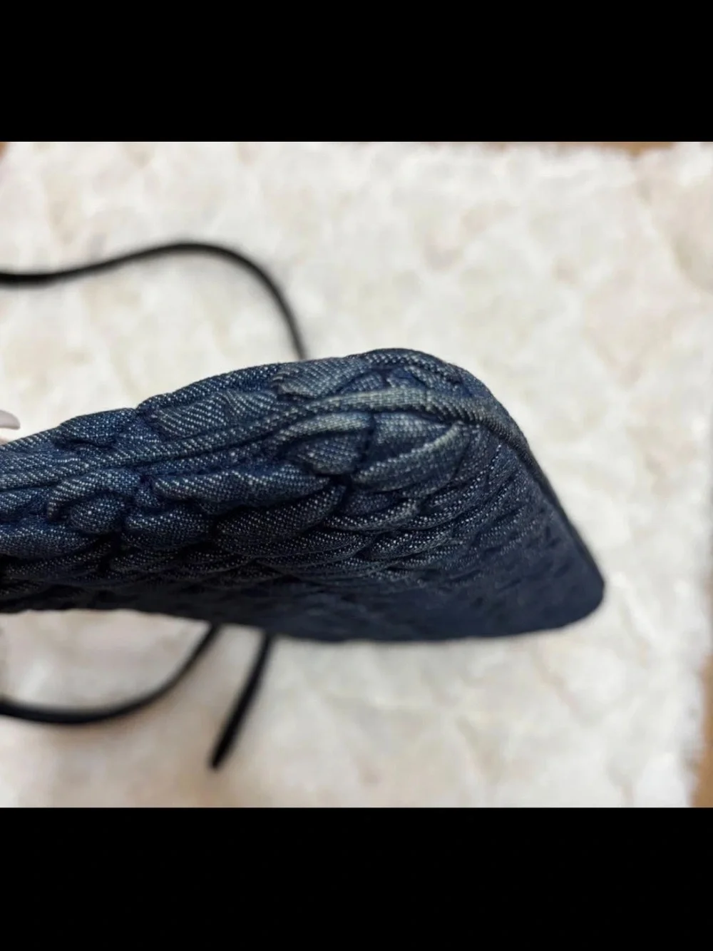 Miu Miu Navy Quilted Denim Crossbody with Crystal Accent